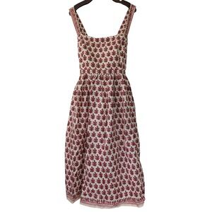 J. Crew Embroidered Apron Dress in Block Print Size 14 Red Floral NWT $248 CK832